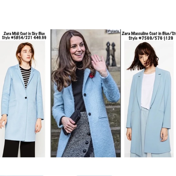 NWT Zara cornflower blue one button midi length jacket size S - Picture 9 of 9